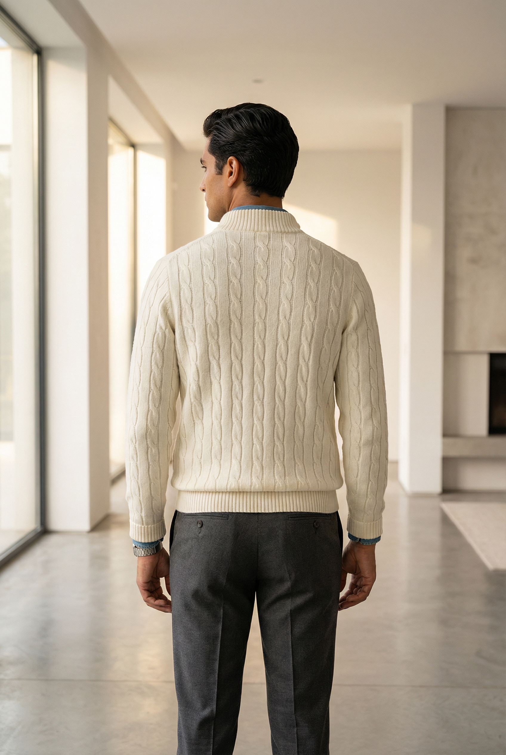 Men's Cable Knit Half Zip Sweater