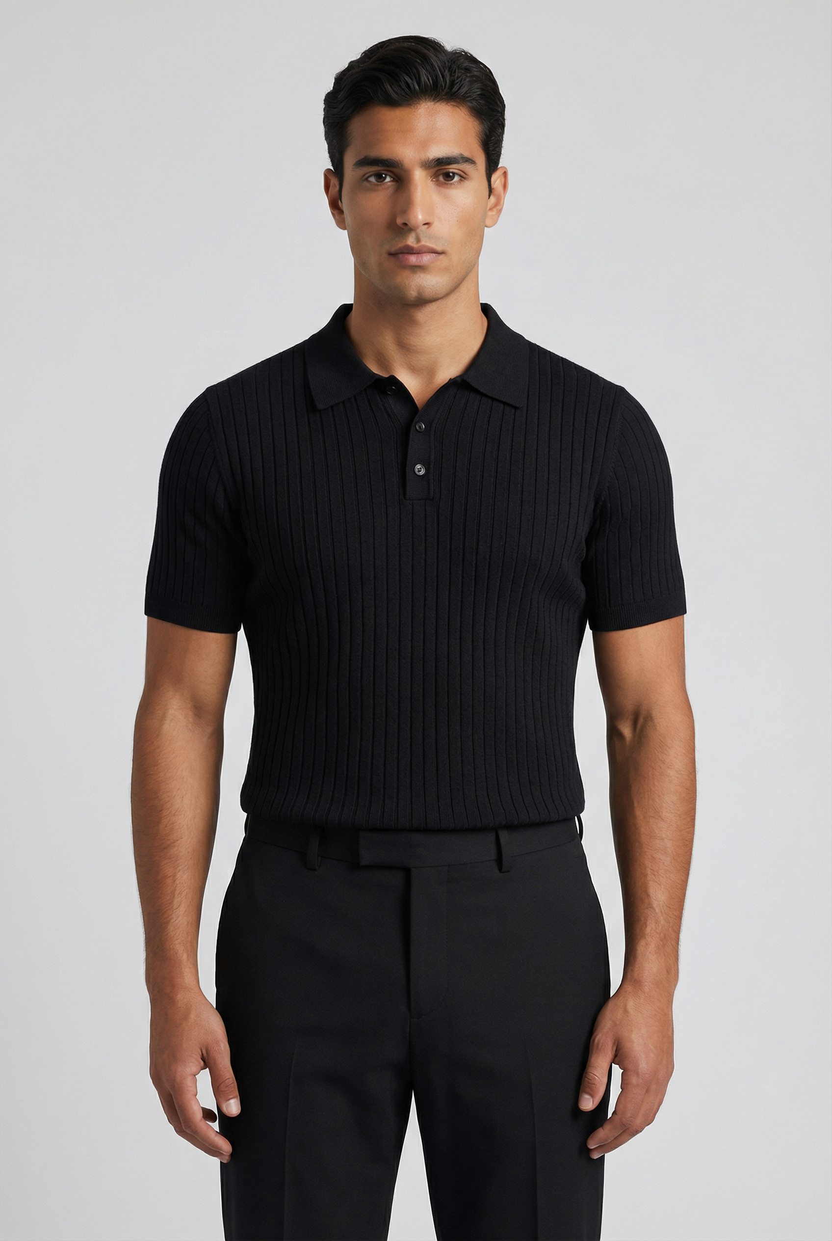 Men's Ribbed Slim Fit Polo Shirt