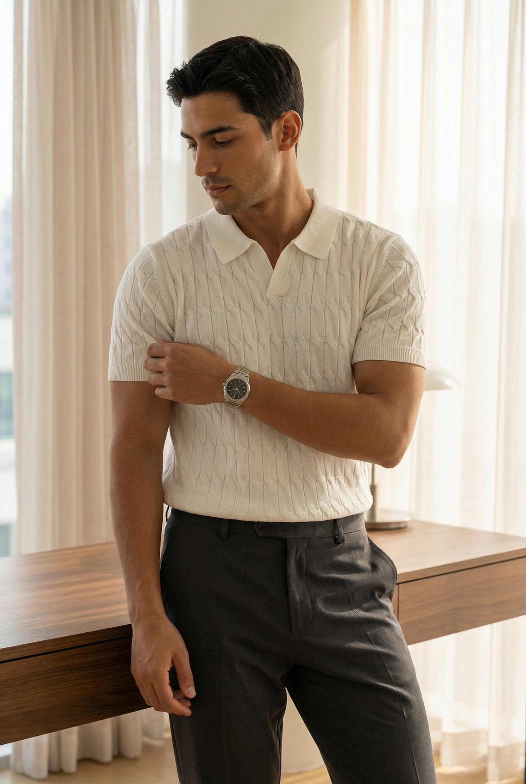 Men's Short Sleeve Knit Polo Shirt