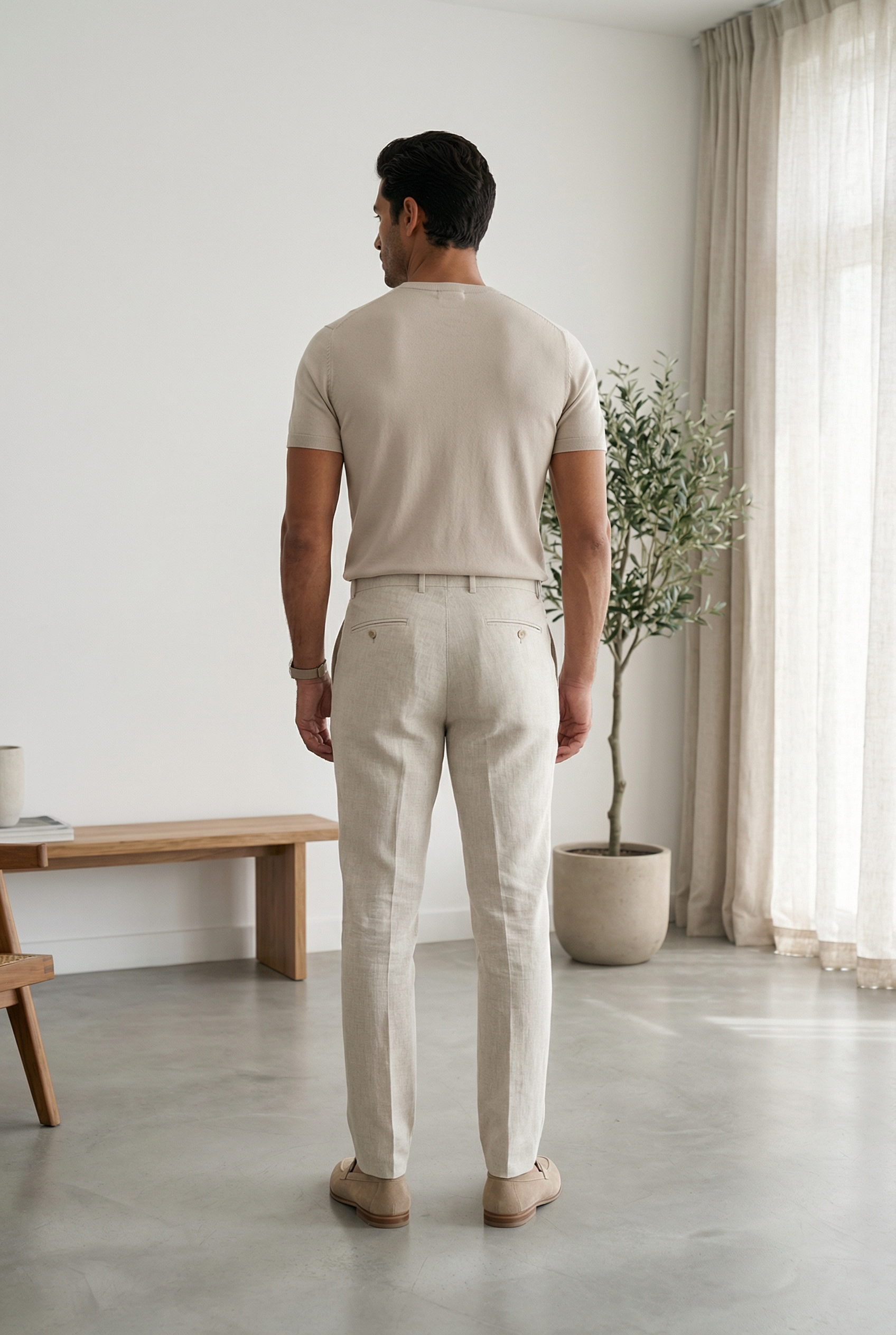 Men's Pleated Linen Trousers