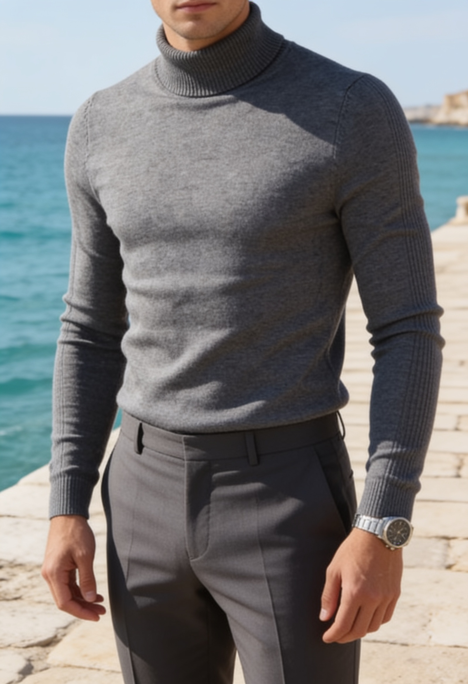 Men's Polo Neck Jumper