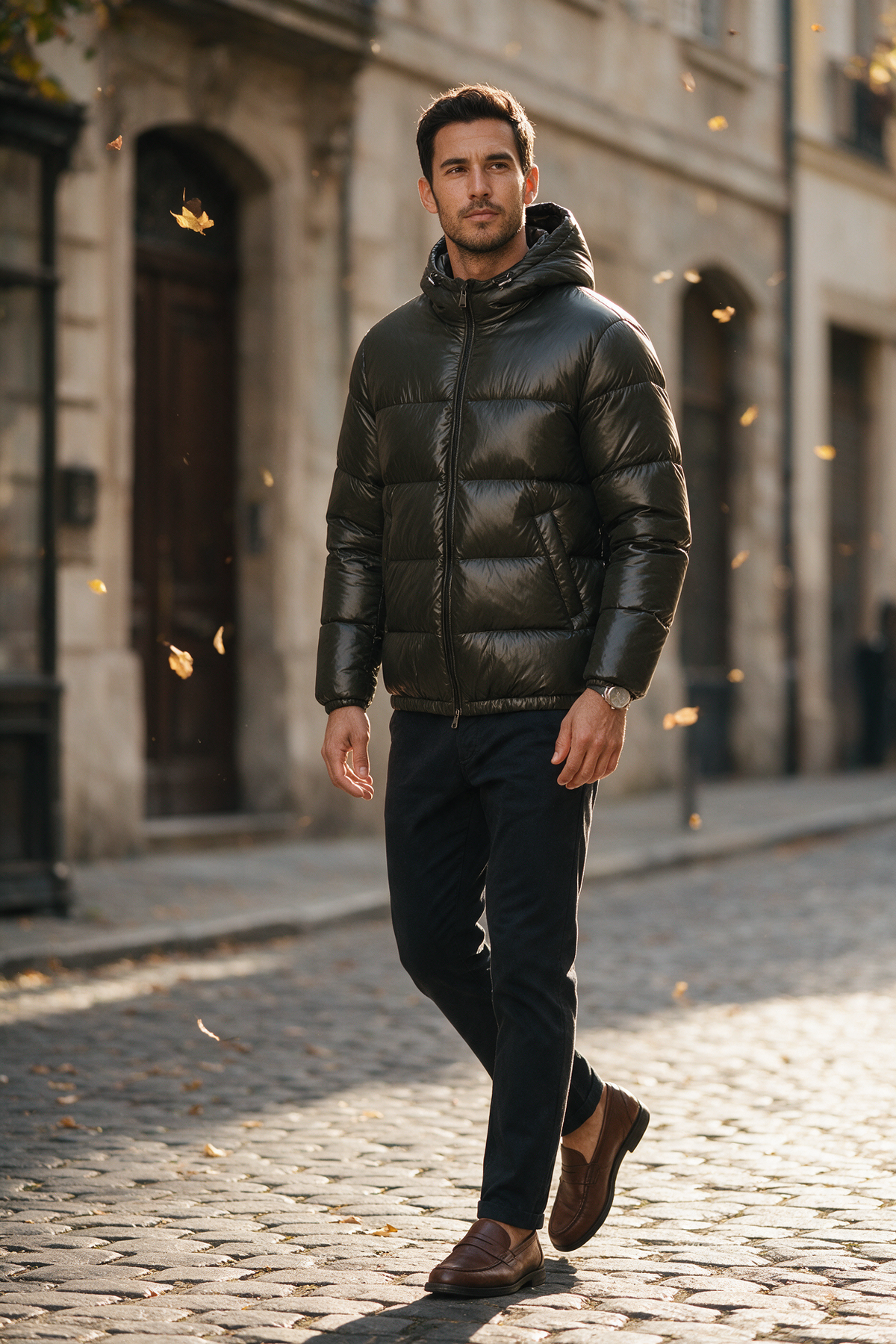 Men's Glossed Puffer Jacket