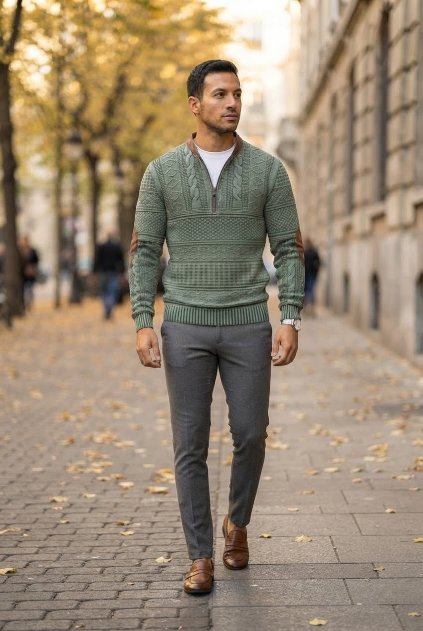 Men's Cable Knit Quarter Zip Jumper