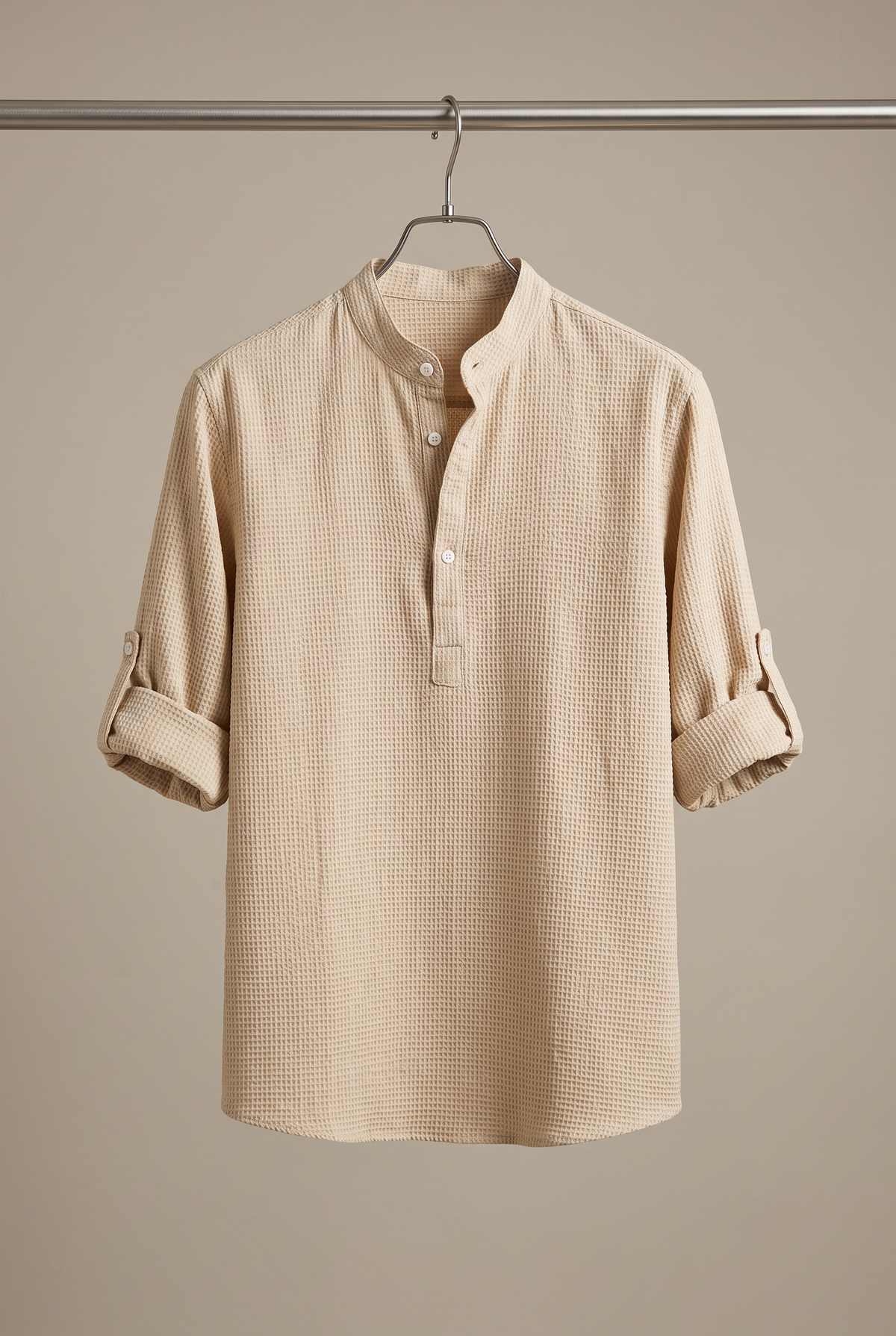 Men's Cotton Henley Shirt – Roll Sleeve