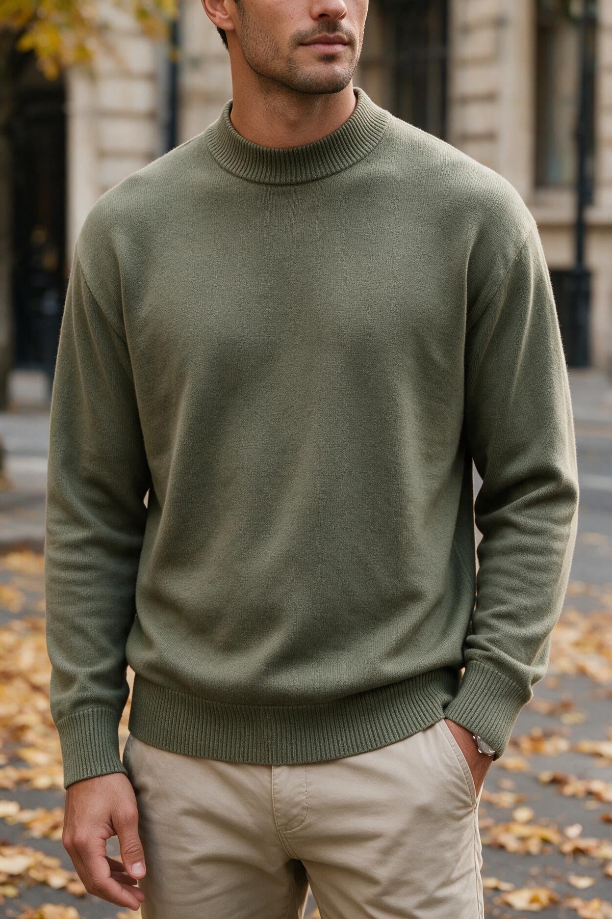 Men's Wool Mock Neck Jumper