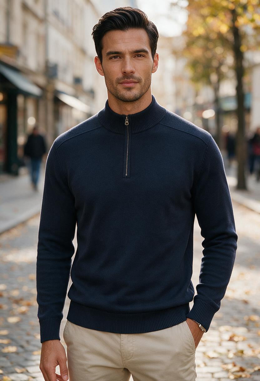 Men's Merino Wool Half Zip Jumper