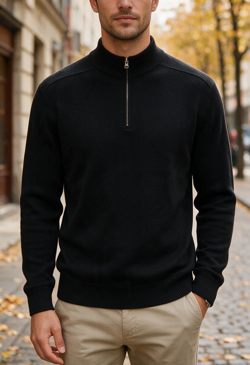 Men's Merino Wool Half Zip Jumper