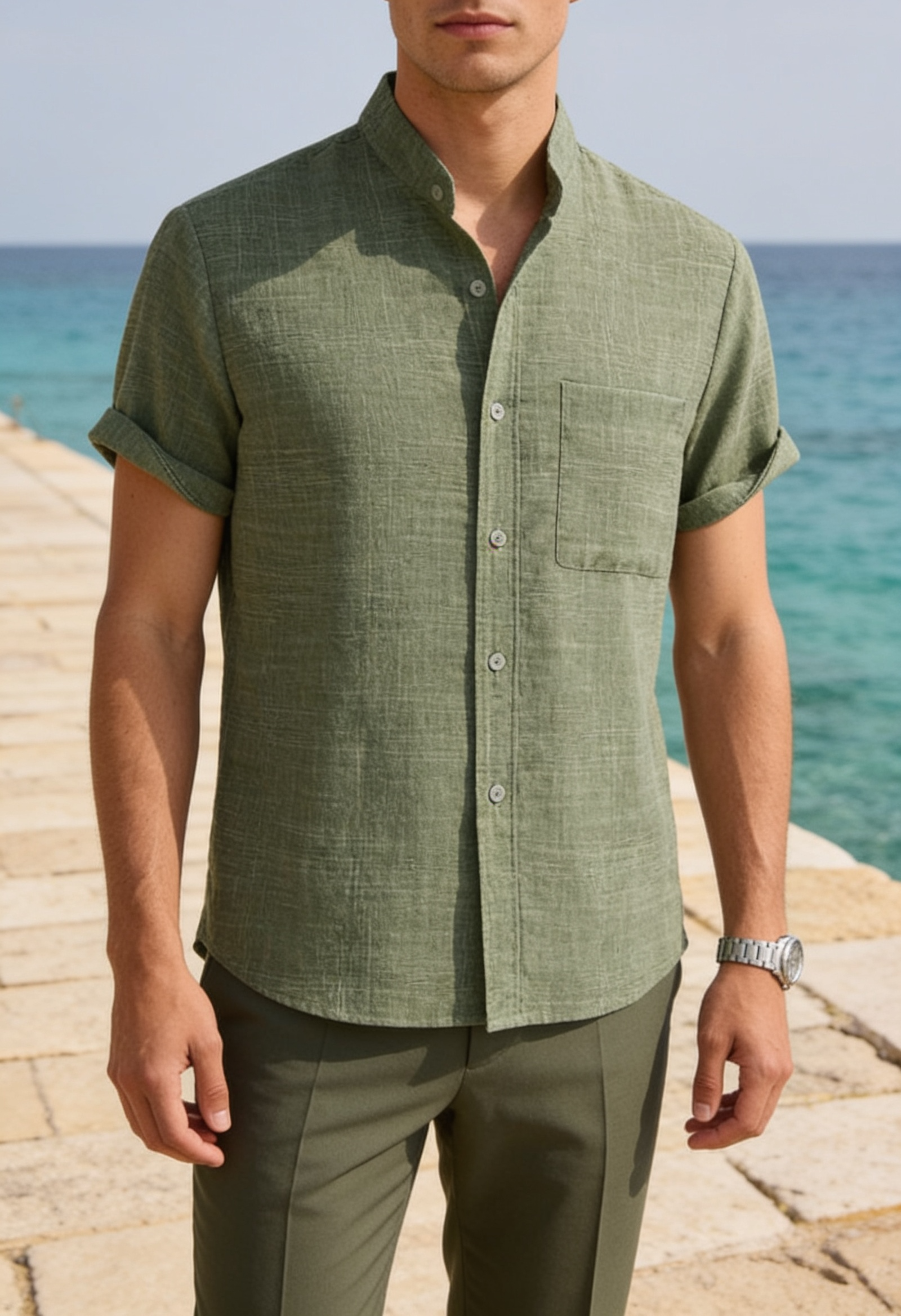 Men's Linen Henley Shirt – Short Sleeve