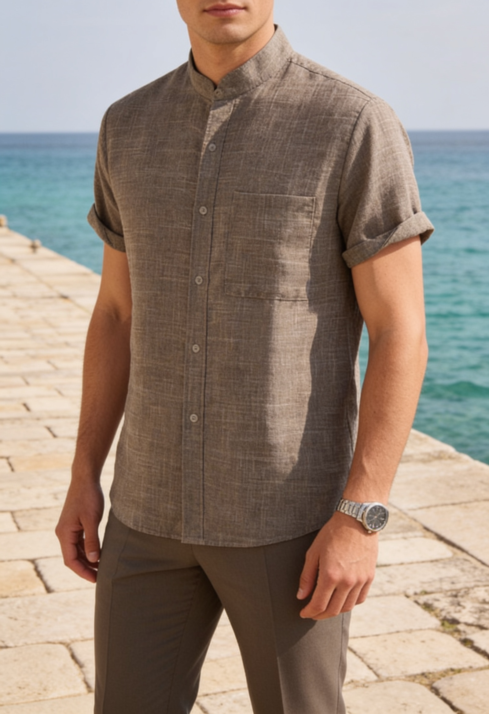 Men's Linen Henley Shirt – Short Sleeve