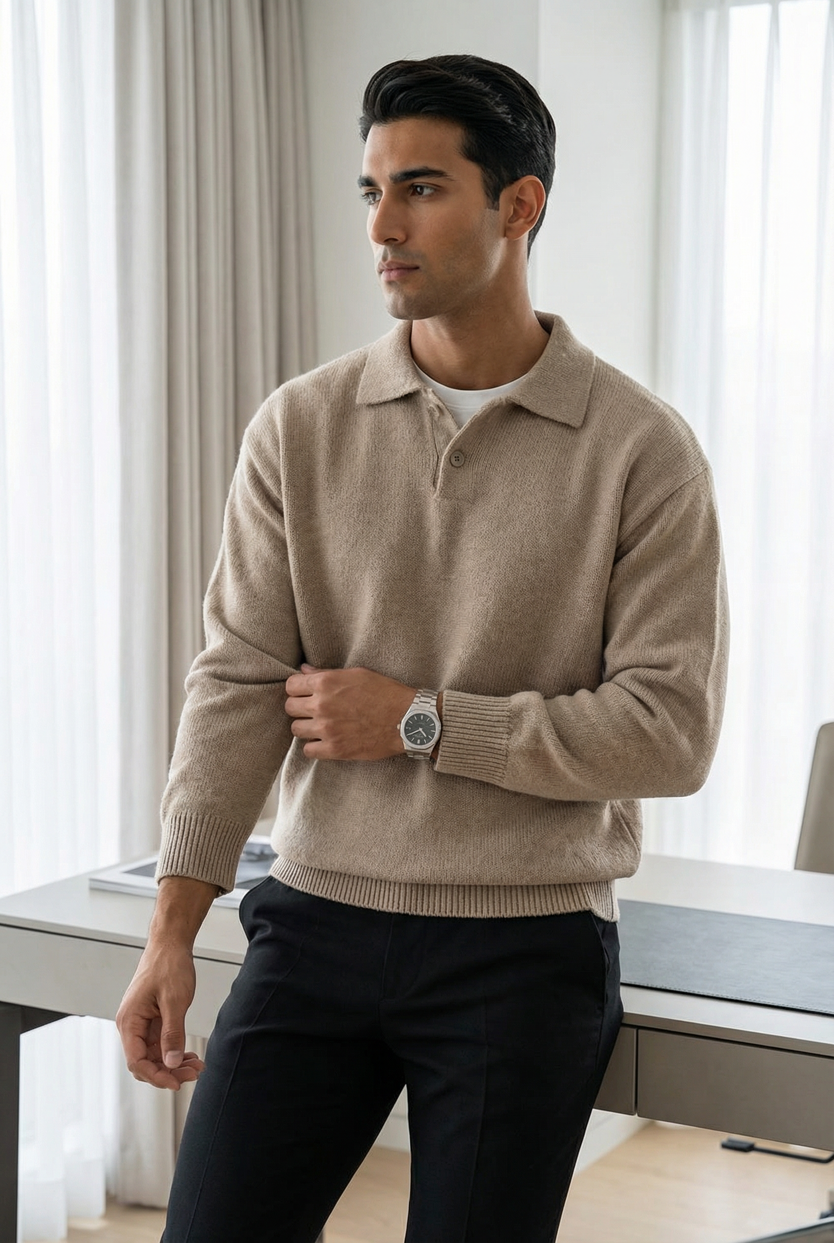 Men's Knitted Polo Jumper