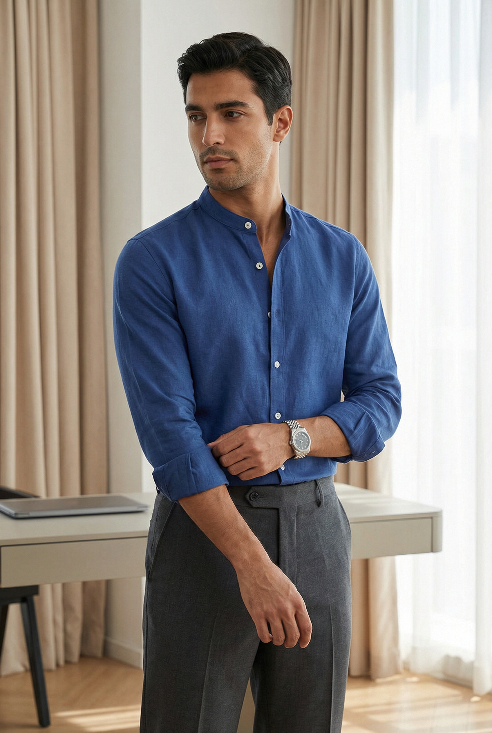 Men's Grandad Collar Shirt