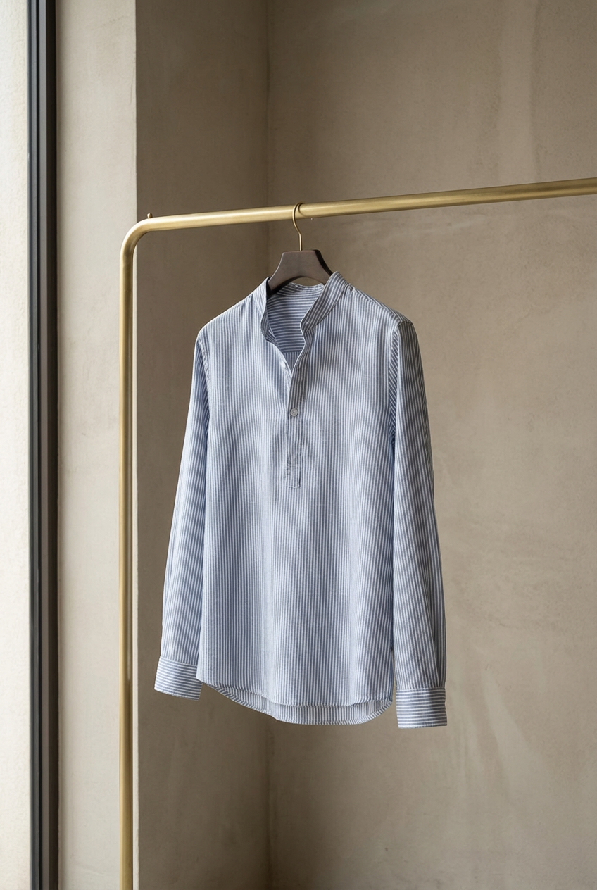 Men's Striped Grandad Shirt