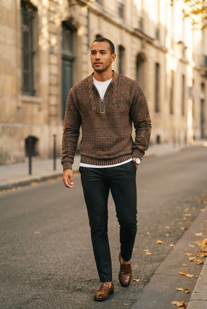 Men's Cable Knit Quarter Zip Jumper