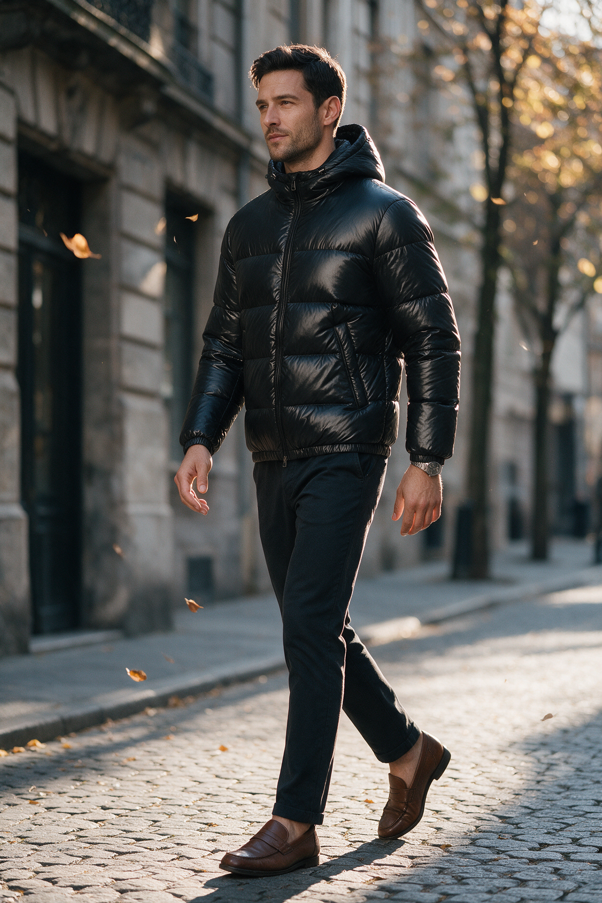 Men's Glossed Puffer Jacket