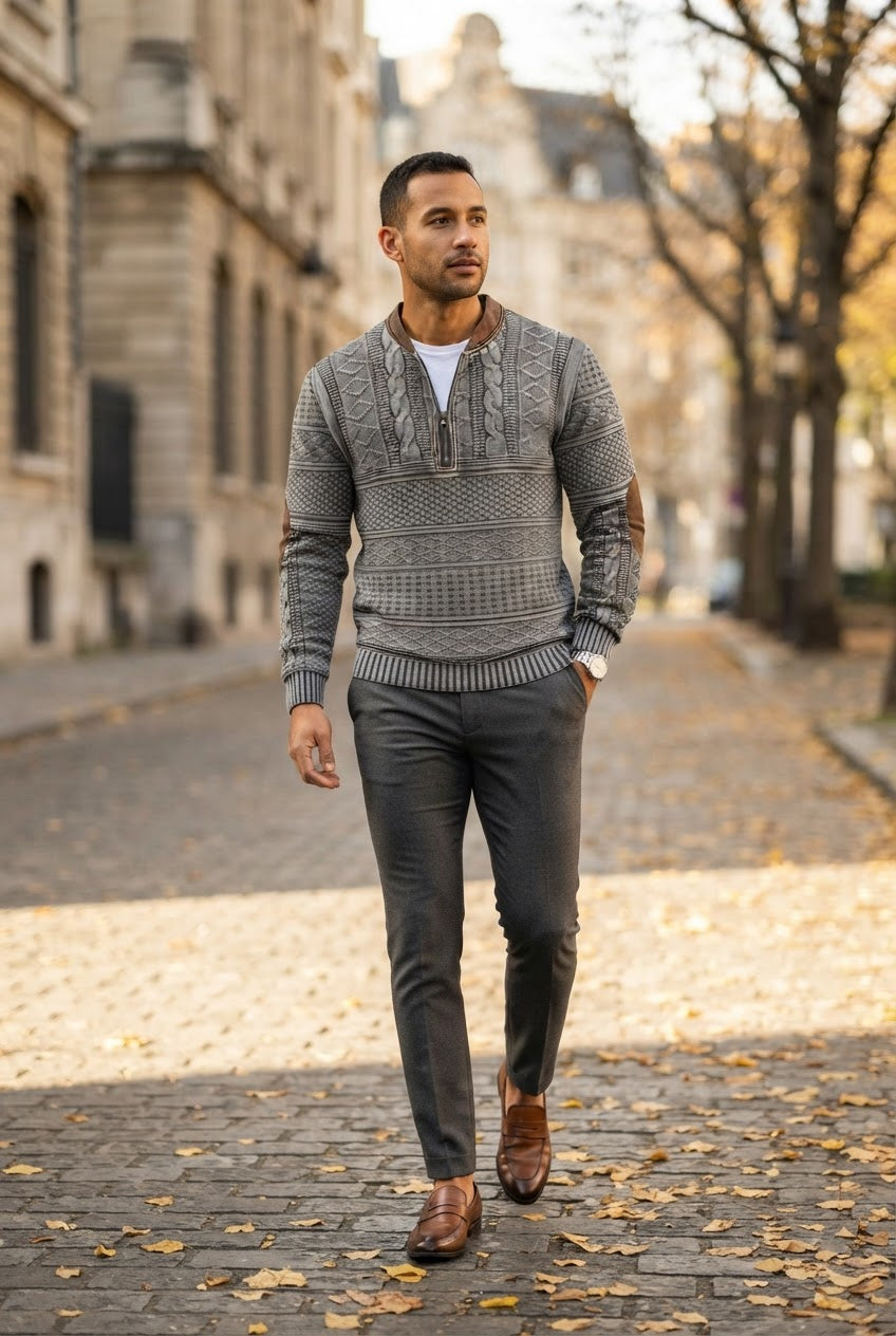 Men's Cable Knit Quarter Zip Jumper