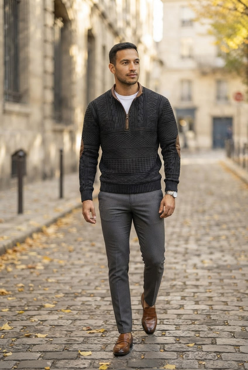 Men's Cable Knit Quarter Zip Jumper