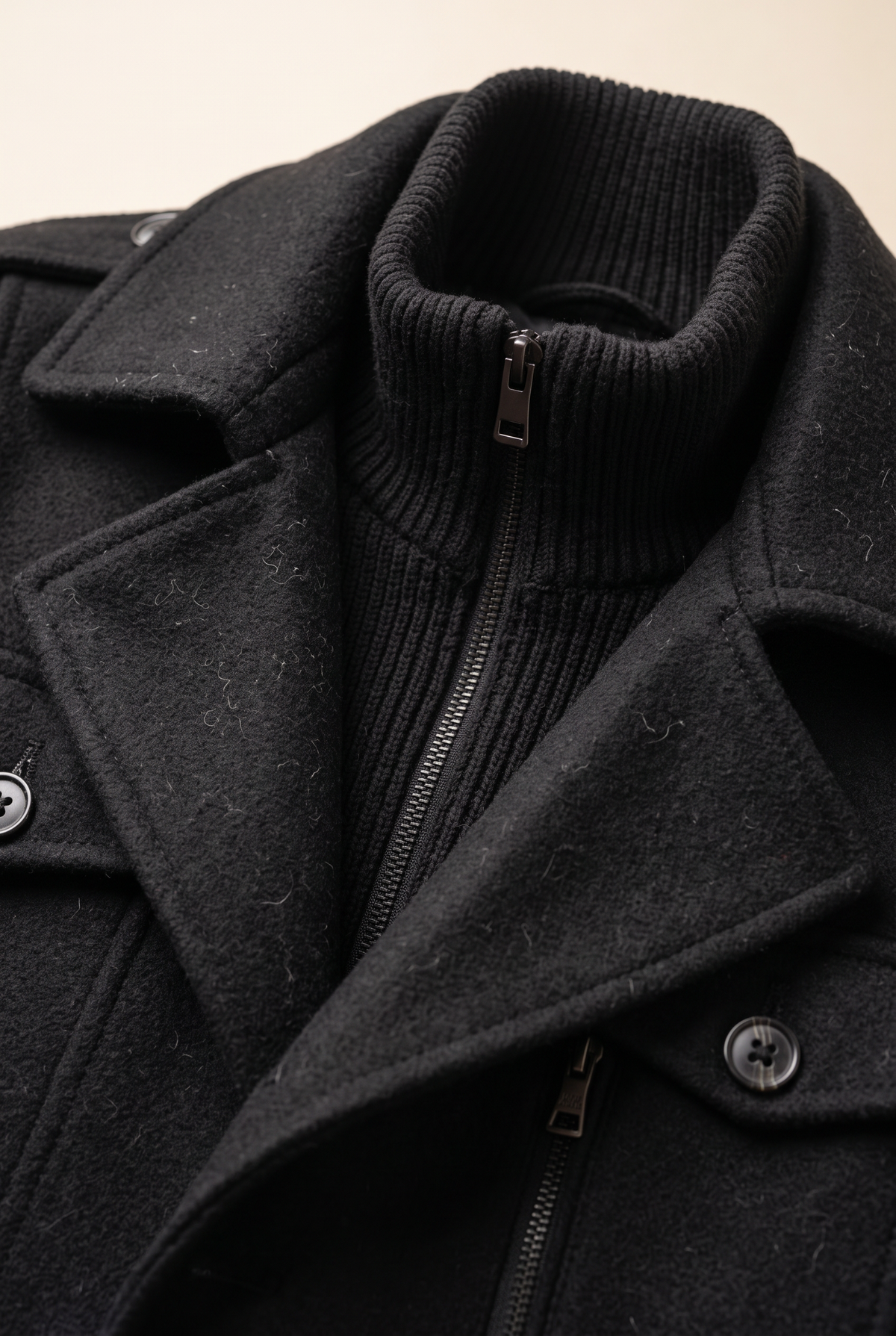 Men's Double Breasted Coat with Inner Jacket