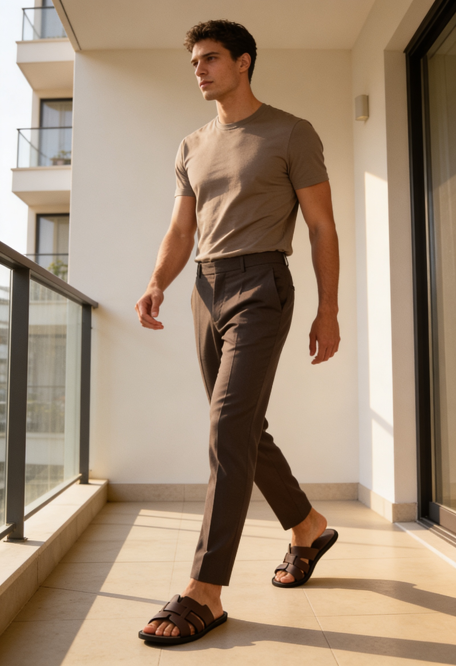 Men's Leather Slide Sandals