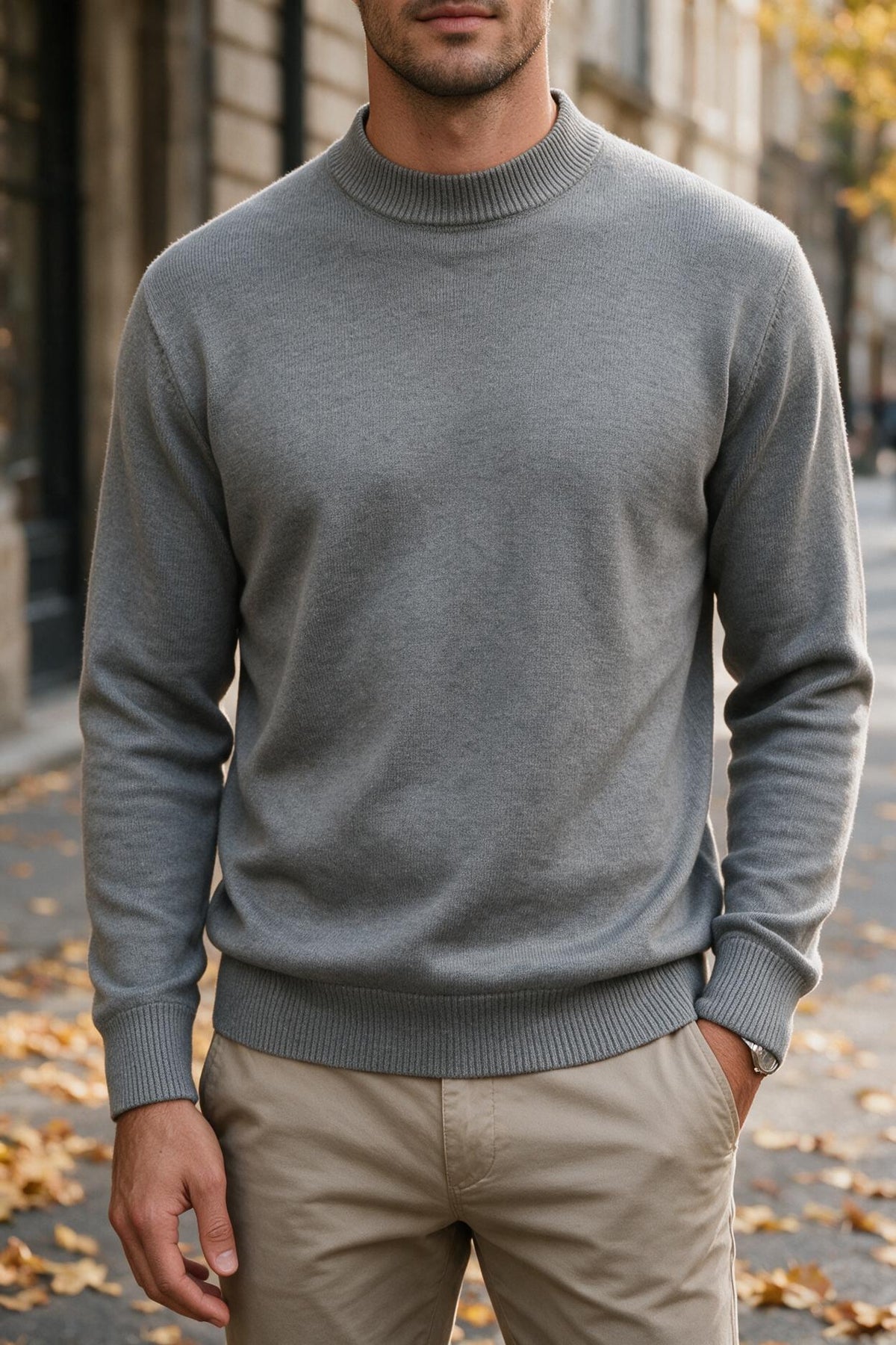 Men's Wool Mock Neck Jumper