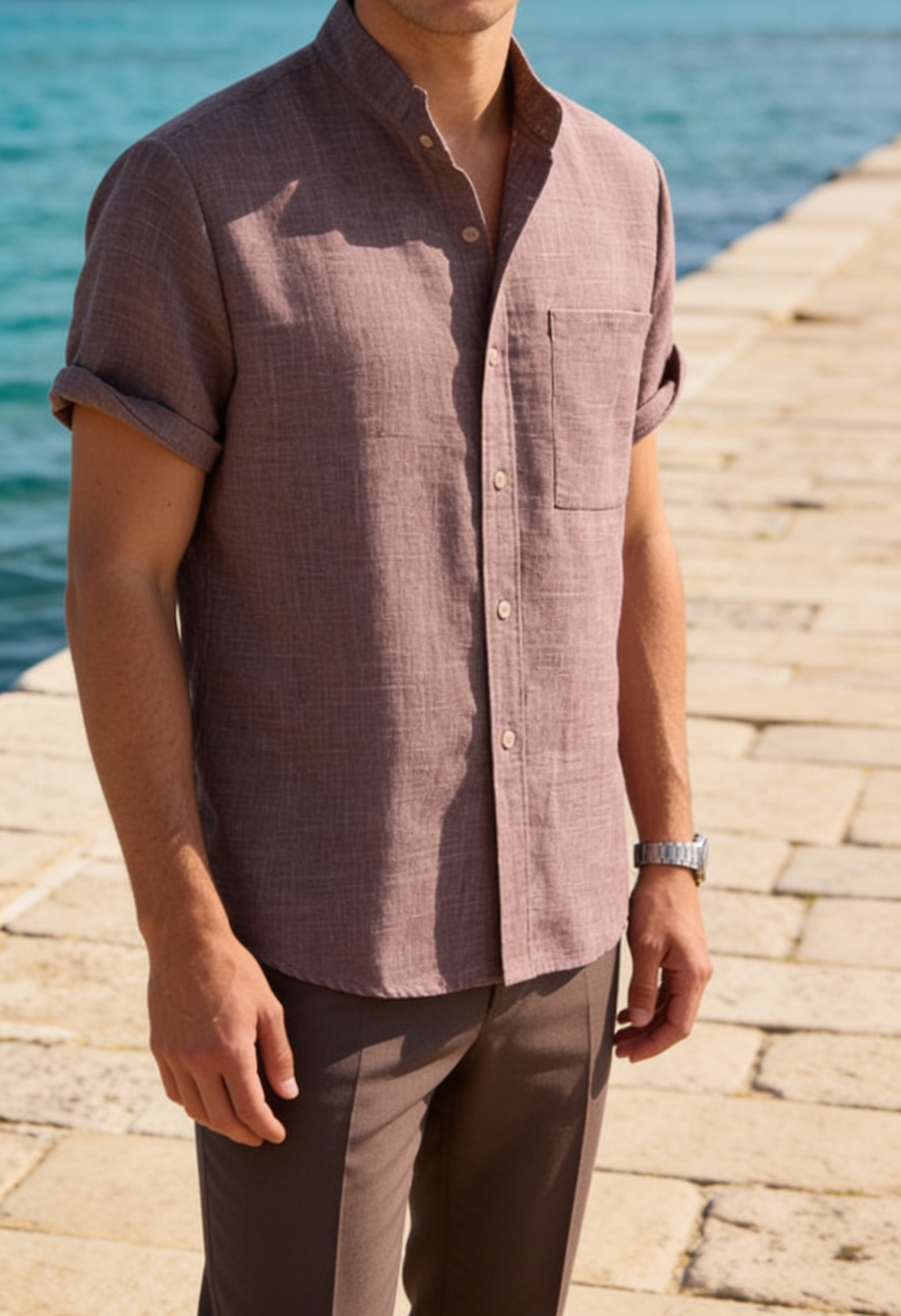 Men's Linen Henley Shirt – Short Sleeve