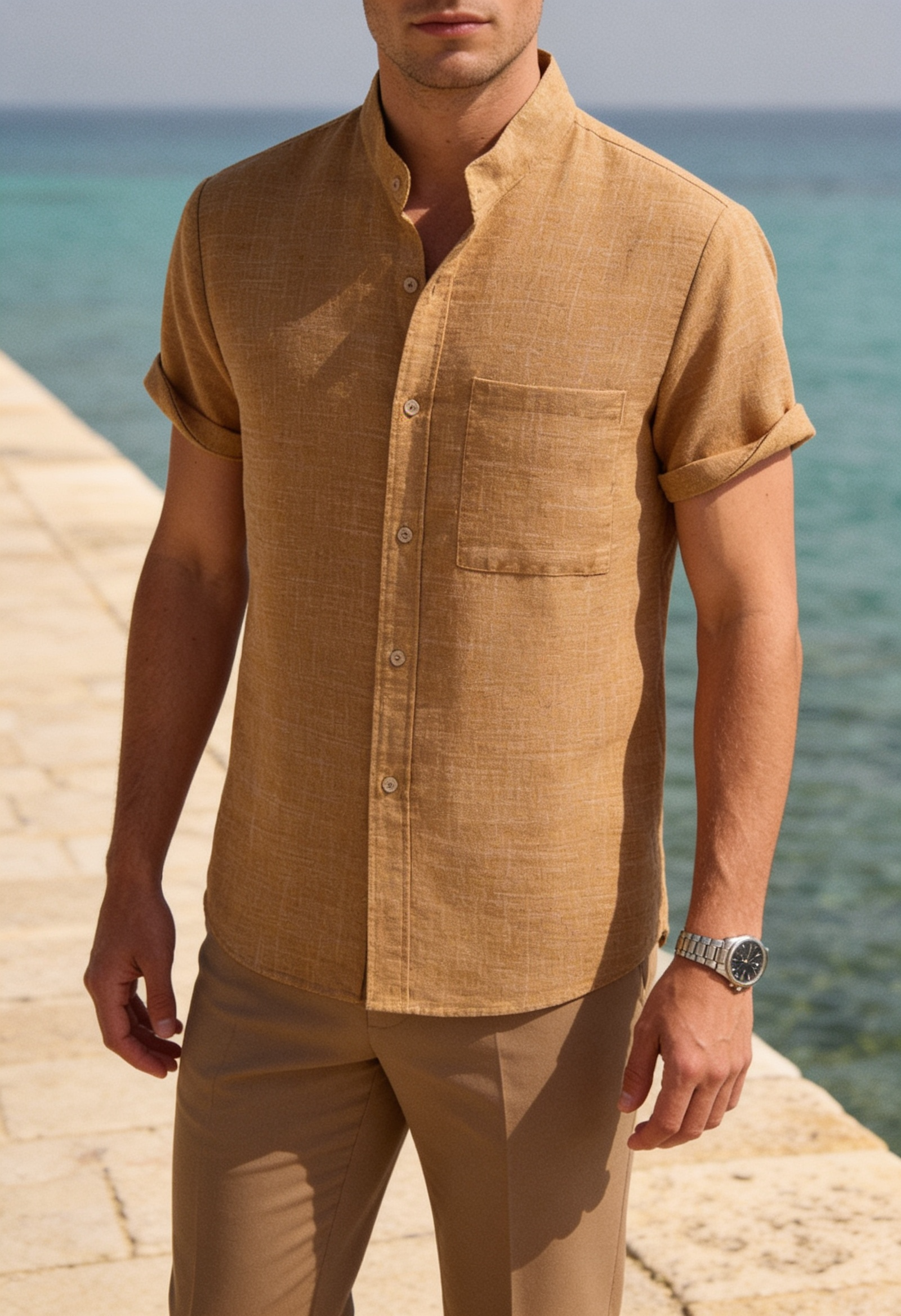Men's Linen Henley Shirt – Short Sleeve