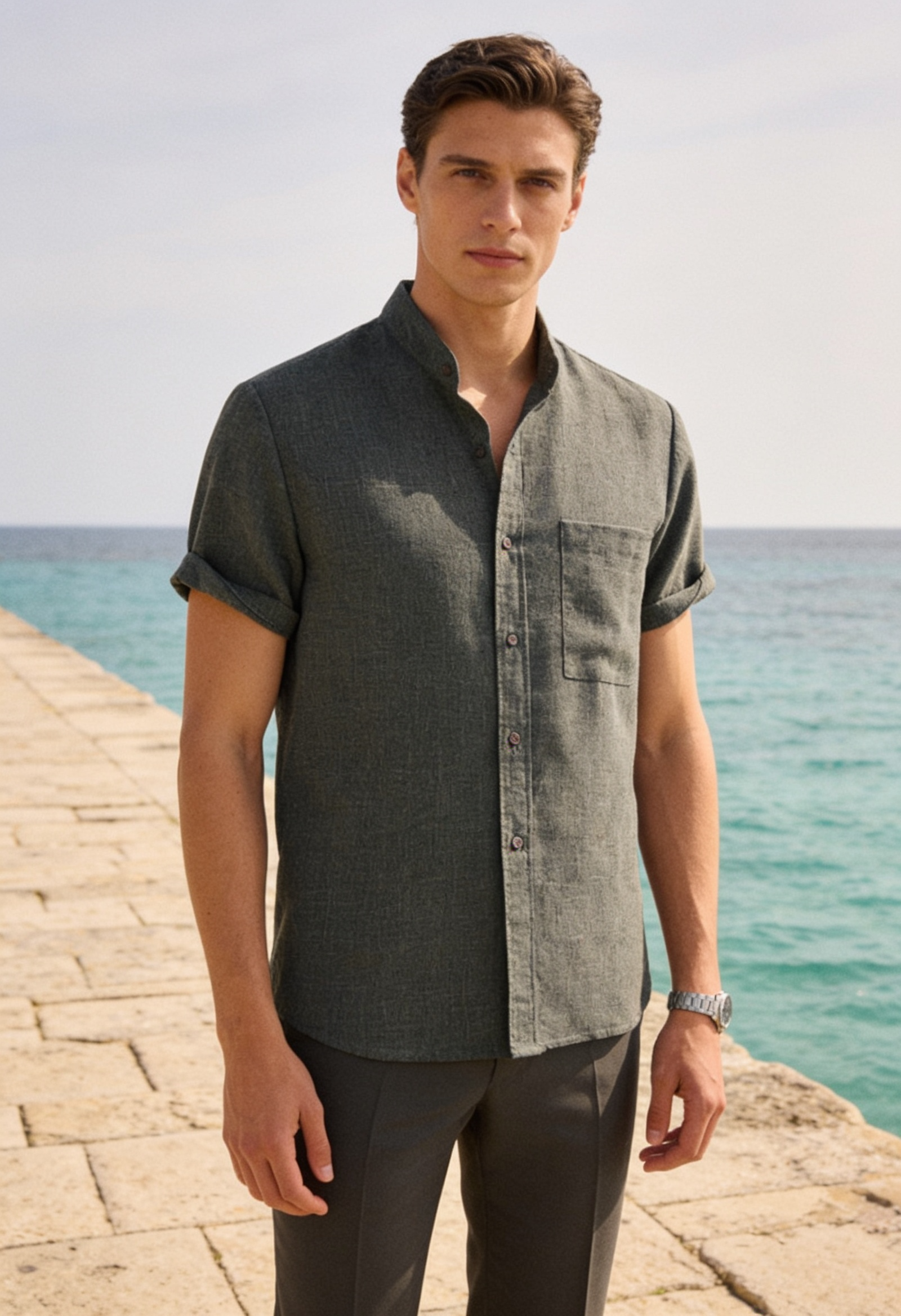 Men's Linen Henley Shirt – Short Sleeve