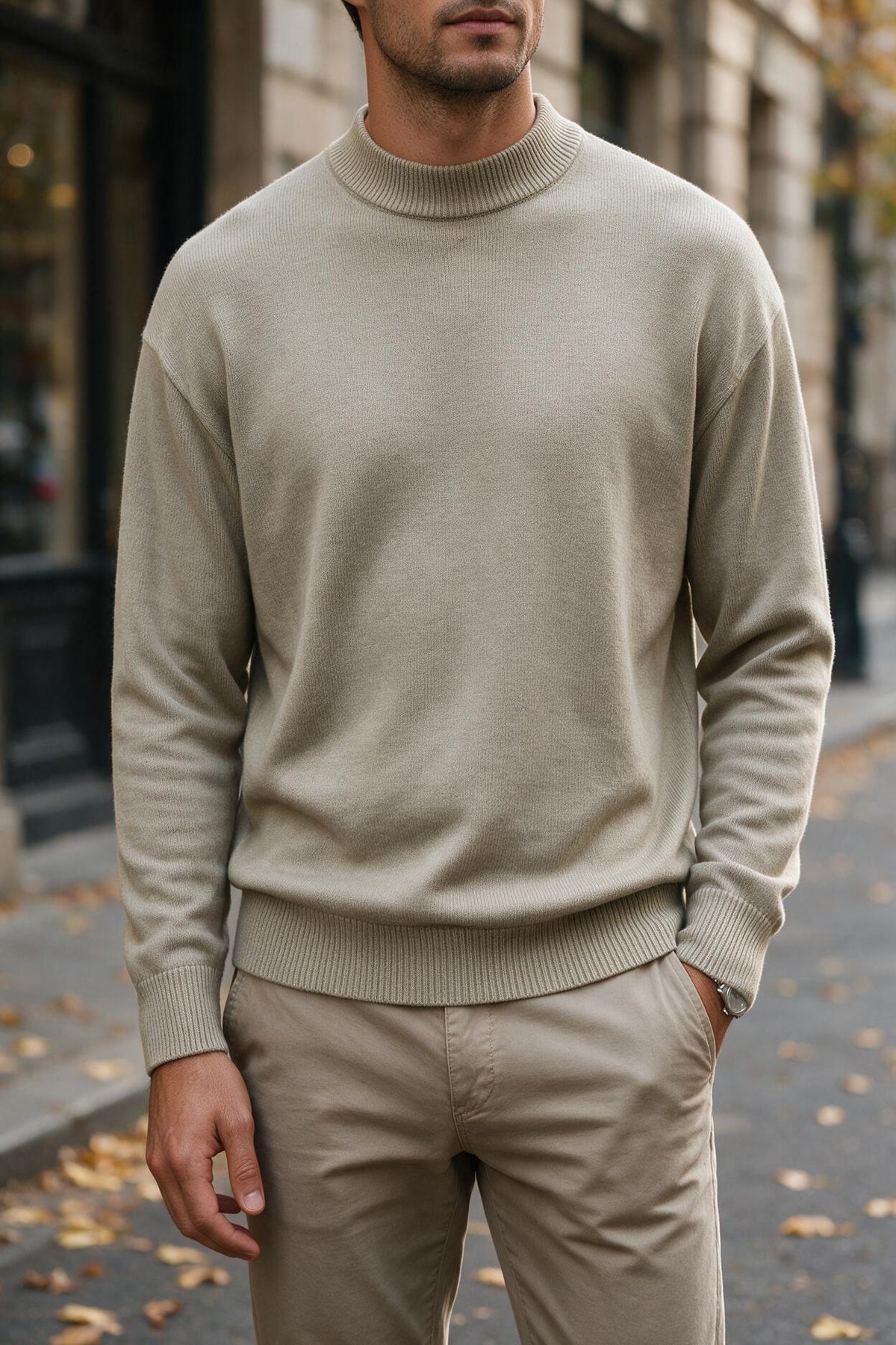 Men's Wool Mock Neck Jumper