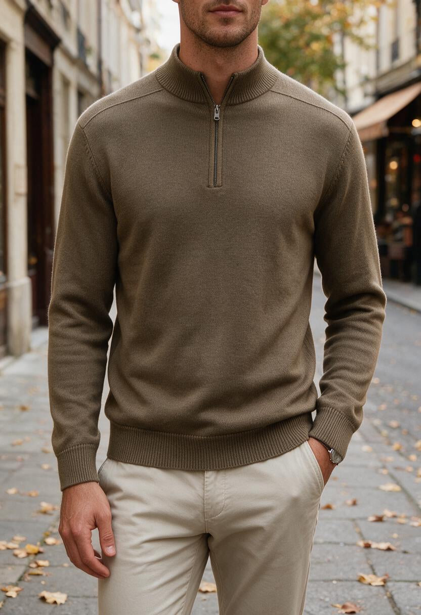 Men's Merino Wool Half Zip Jumper