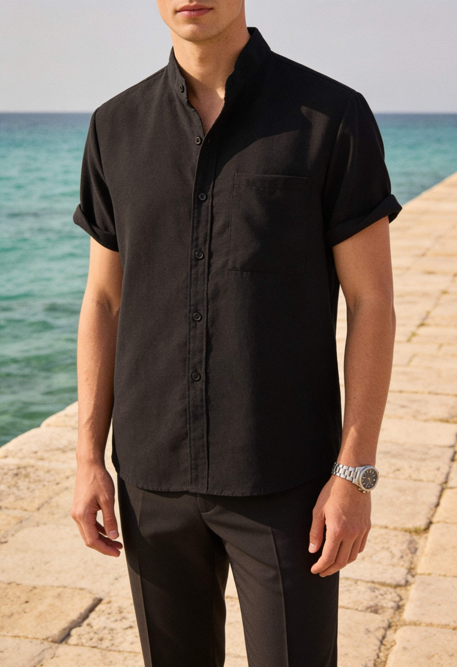 Men's Linen Henley Shirt – Short Sleeve