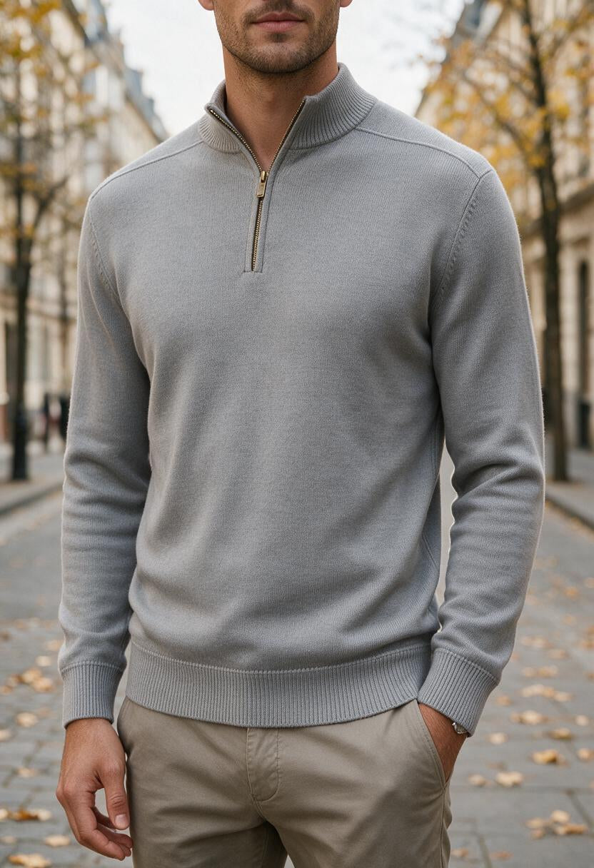 Men's Merino Wool Half Zip Jumper