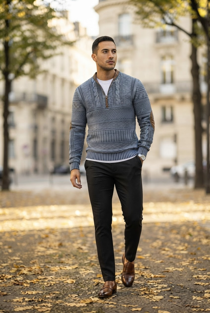 Men's Cable Knit Quarter Zip Jumper
